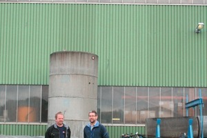  Fig. 1 Production Manager Arvid Høyland and Brian Munck (HawkeyePedershaab) in front of the factory building in Sviland, Norway.  