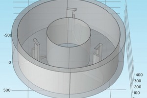  Sketch of the mixer tub (with blades inside) 