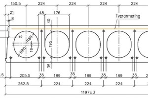  Fig. 4 Cross section of hollow core slab – no top reinforcement or cross reinforcement of mild steel was supplied. 