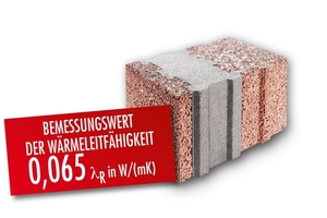  The three-layer wall block made of lightweight concrete convinces with its U-value of 0.17 W/(m²K) 