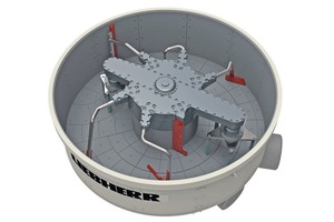  <div class="bildtext_en">The new generation of Liebherr ring-pan mixers, featuring inde­pendently controllable rotational speeds for the main agitator, and the whirler tools of the generation of Liebherr ring-pan mixers make it possible to produce concrete mixes of the highest quality at maximum efficiency </div> 