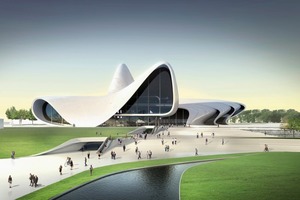  Abb. 2 „Heydar Aliyev Cultural Centre“, Baku (Architekten Zaha Hadid – in der Bauphase).   