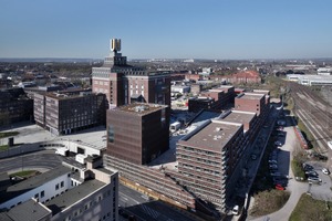  On the former plot of the Dortmund Union brewery the large-scale ­urban development project of the ­vocational college the so-called “Dortmunder U – Das Viertel” (“Dortmund U – The Quarter”) has been completed now 