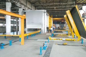  View to the storage rack and the tilting equipment of the new production line installed in Abakan  