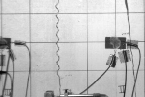  → 2 Pictures of the concrete pressure failure of a segmental beam taken by a high-speed camera (sequencing from left to right) 