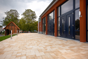  La Tierra paver in a laid in a wild-array pattern  