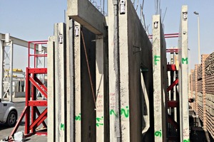  Walls being prepared for erection with integrated Powercon load ­connectors 