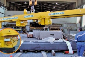  Favre Betonwaren AG based in Switzerland is now using a lifting beam of Beta. The circular section of the picture shows an enlargement of the belt reels driven by electric motors  