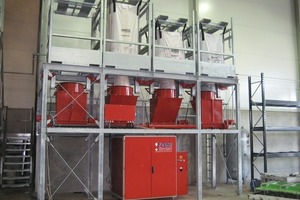  Fig. 5 The Universal System, set up for 4 colors and 2 mixers in a paving block production line in Norway.  