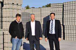  Peter Münstermann, Wilfried Wagner and Norbert Foppe (from left to right) visiting the storage area for the concrete pavers being ready for delivery 