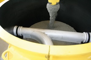  Fig. 5 A precisely manufactured negative drain (the picture shows the design with integrated seals) is filled with self-compacting concrete. 