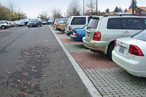  Fig. 1 The City of Portland is not new to permeable pavements. The Multnomah Arts Center parking lot was one of the early projects. Ref: Interlocking Concrete Pavement Magazine.  