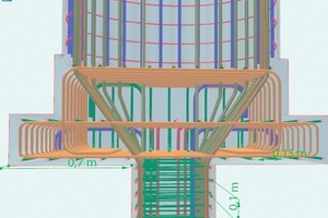  Fig. 7 Highly reinforced column; routing of sections and measurement in 3D PDF. 