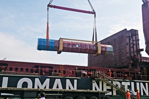  All precast concrete columns required for the construction project arrive from Germany in Algeria’s capital city by sea 