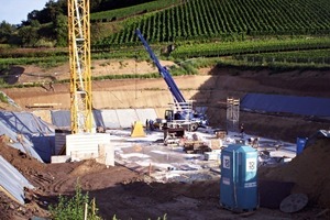  The basement levels of the wine-press building of the Abril wine estate in Bischoffingen, Germany, are built immediately adjacent to the vineyard 