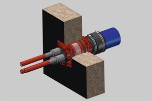  Fig. 1b HSI 150 installed in a concrete wall and with both-sided utilization of the system seals.  