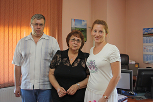  Managing director Eleonora Shalbarova (center) with sales director Yekaterina Bazulkina (right) and plant manager  Sergey Sukhoveyev (left)  