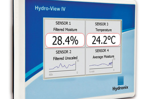 Messwertanzeige von vier Sensoren auf dem Hydro-View IV  