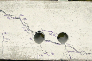  → 1 A typical failure pattern of a test specimen with grouped openings 