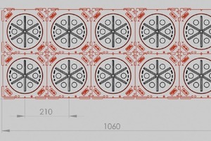  Abb. 4 Abmessungen eines HSI 150 – Kabeldurchführungspaketes, bestehend aus 2 x 5 Dichtpackungen (HSI 150-2x5-K2/x). 