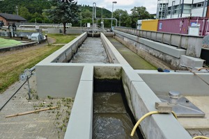  The channel of the Niederselters wastewater treatment plant after ­restoration: the concrete structure has again been durably protected with special mortar from StoCretec 
