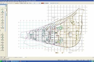  Layout plan of a shopping center with a prestressed precast floor slab extending over 9,500m²  