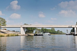  Die Brücke N355 im ­niederländischen Zuidhorn über dem Van-­Starken­borgh-Kanal wurde mit Haitsma-­Betonfertigteilen gebaut 