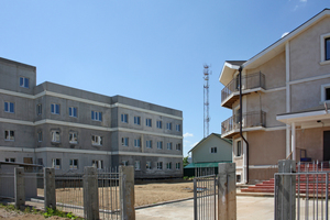  Two projects immediately adjacent to the MS 21 production facility at Kryekshino. Both buildings consist of “Benpan” precast elements. The building on the left-hand side is still under construction  