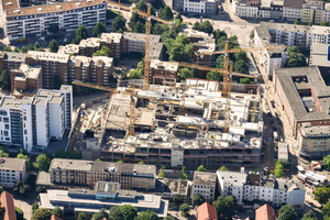  → Aerial view during the shell construction phase 