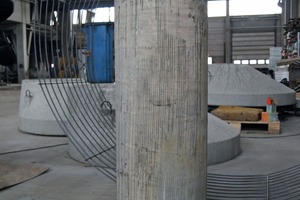 → Textile-covered concrete cylinder 