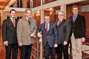  Die DBV-Bauberatung (v. l. n. r.): Dipl.-Ing. Wolfgang Conrad, Dr.-Ing. Klaus-R. Goldammer, Dr.-Ing. Lutz Pisarsky, Dipl.-Ing. Andreas Meier und Dr.-Ing. Denis Kiltz 