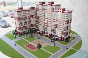  Model of a residential complex as built by the Morton construction group in the surroundings of Moscow using precast elements manufactured at the DSK Grad plant 