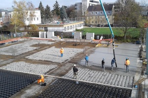  The Slim-Line void formers on the ground floor slab of the project “Zielstattstrasse 27” being concreted 
 