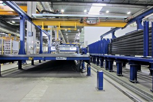  A Smart Set2 shuttering robot positions the Ratec shuttering profiles on the prepared circulation pallet with high precision and movement speeds 
