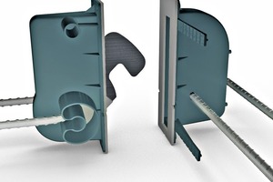  The walls are pulled towards each other by closing the Tenloc element ­connector, resulting in a flush joint  