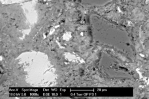  Fig. 6
. ESEM images of the interface between hydrating cement and MS [11]. 