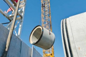  Pipe-jacking construction site ­using large pipes made of reinforced concrete 