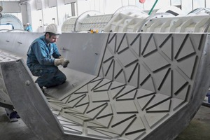  Elastic textured ­formliners of NOE Schaltechnik GmbH ­integrated at the ­precast plant ... 