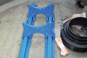  Fig. 13a Uniklikk – this support system has been specially developed by Basal to fasten the water pipes to the manhole base.  
