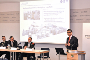  Prof. Dr.-Ing. Chokri Cherif, Director of the Institute for Textile Machinery and Textile High Performance Materials Technology (ITM) at the Technical University in Dresden, describes the possibilities of textile designs in building construction  