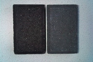  Fig. 1 The difference between “pitch black” and anthracite made visble on two samples. 