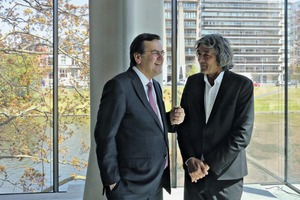  Architect Rudy ­Ricciotti (right) with Willy Demeyer, Lord Mayor of Liège, at the museum opening 