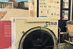  Modell eines neuen Vibrationsverfahrens mit Schallwellen am Ausstellungsstand des „Centre d’Études &amp; de Recherches de l’Industrie du Béton“ (CERIB) 