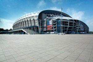  The area in front of the stadium in Poznan was paved with CITI concrete paving blocks manufactured in molds from Rampf Formen GmbH  