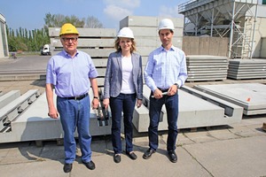 The management of Railbeton (left to right): Managing Director Dipl.-Ing. (FH) Roland Haas, Managing Partner Dipl.-Ing. Annegret Haas, and Plant Manager and Authorized Represen-tative Dipl.-Ing. Thomas Römer 