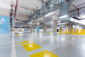  Mit den nachhaltigen Produktsystemen von Sika Deutschland wurden die Tiefgaragendecke abgedichtet und das ­Garageninnere und die Böden der Nebenräume mit passenden Produkten beschichtet 