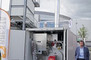  Sauter präsentierte auf dem Außengeländer unter anderem die Heizanlage Booster 1.000 